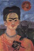 Frida Kahlo Self-Portrait with Diego on My Breast and Maria on My Brow oil